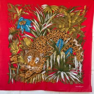 Salvatore Ferragamo Vibrant Red Jungle Tapestry